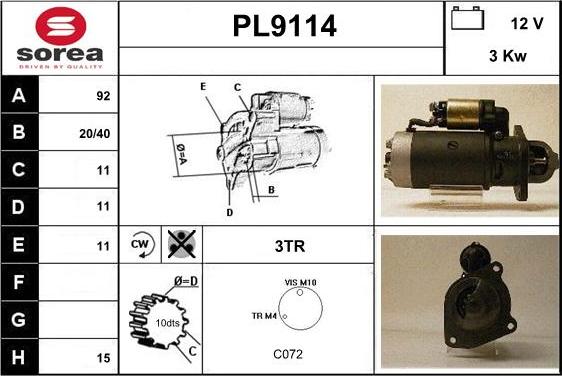 SNRA PL9114 - Motorino d'avviamento autozon.pro