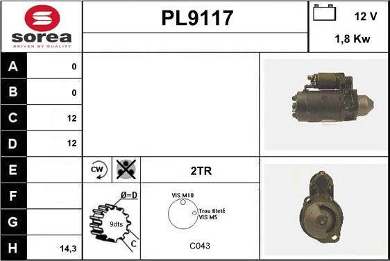 SNRA PL9117 - Motorino d'avviamento autozon.pro