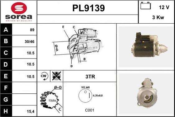 SNRA PL9139 - Motorino d'avviamento autozon.pro