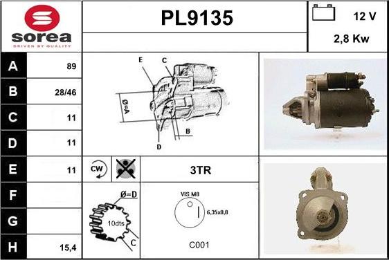 SNRA PL9135 - Motorino d'avviamento autozon.pro