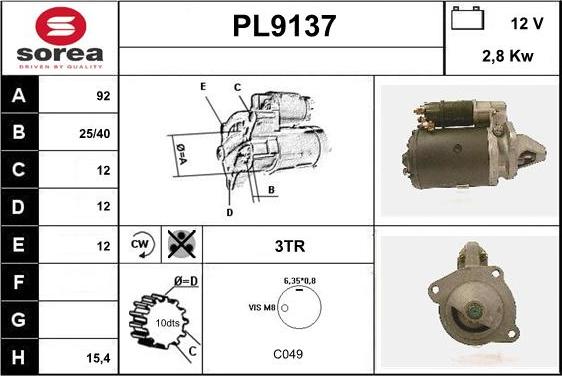 SNRA PL9137 - Motorino d'avviamento autozon.pro