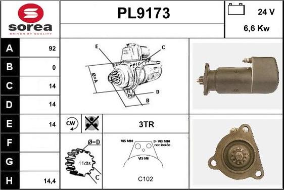 SNRA PL9173 - Motorino d'avviamento autozon.pro