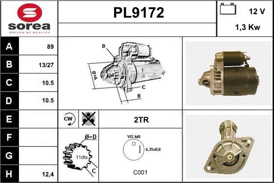 SNRA PL9172 - Motorino d'avviamento autozon.pro