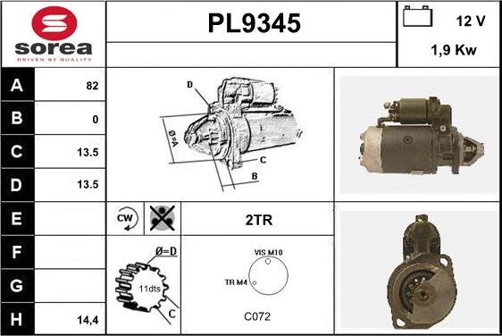 SNRA PL9345 - Motorino d'avviamento autozon.pro