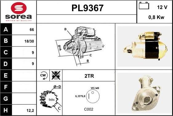 SNRA PL9367 - Motorino d'avviamento autozon.pro