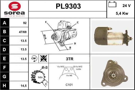 SNRA PL9303 - Motorino d'avviamento autozon.pro