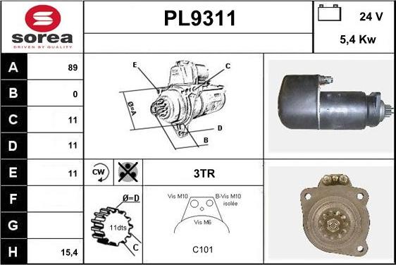 SNRA PL9311 - Motorino d'avviamento autozon.pro