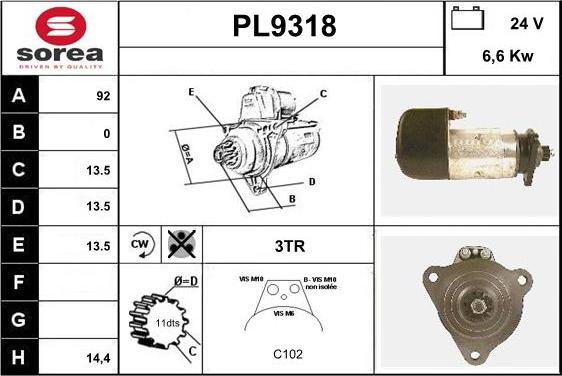 SNRA PL9318 - Motorino d'avviamento autozon.pro