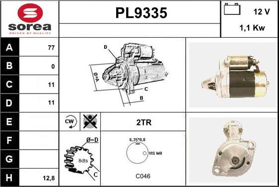 SNRA PL9335 - Motorino d'avviamento autozon.pro