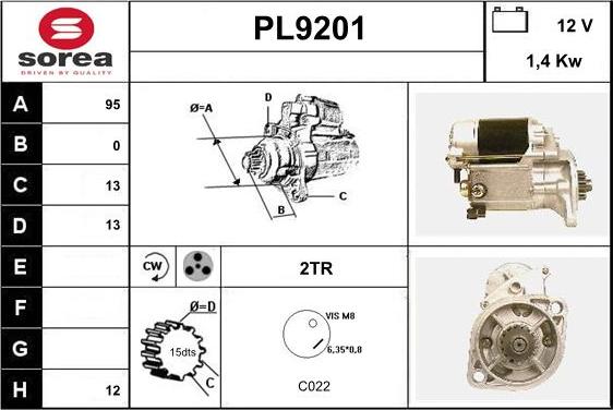 SNRA PL9201 - Motorino d'avviamento autozon.pro