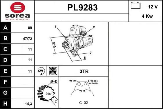 SNRA PL9283 - Motorino d'avviamento autozon.pro