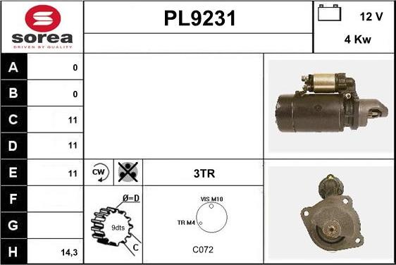 SNRA PL9231 - Motorino d'avviamento autozon.pro