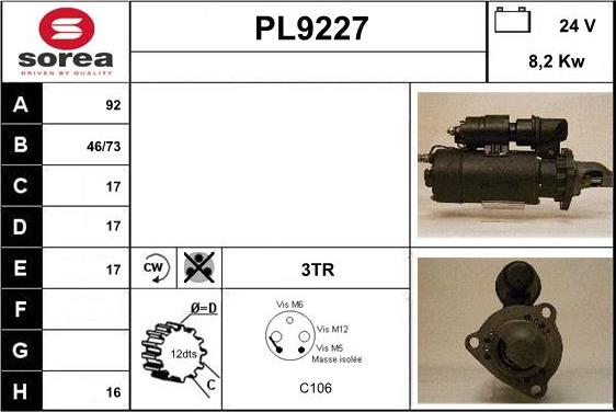 SNRA PL9227 - Motorino d'avviamento autozon.pro