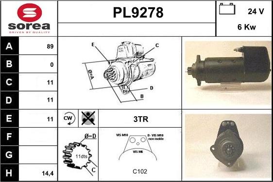 SNRA PL9278 - Motorino d'avviamento autozon.pro