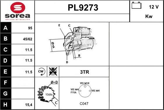 SNRA PL9273 - Motorino d'avviamento autozon.pro