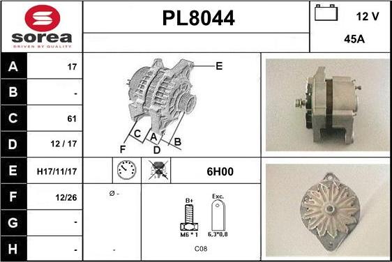 SNRA PL8044 - Alternatore autozon.pro