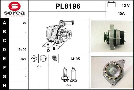 SNRA PL8196 - Alternatore autozon.pro