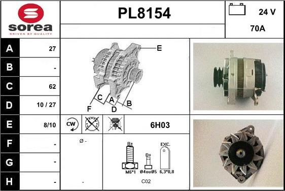 SNRA PL8154 - Alternatore autozon.pro