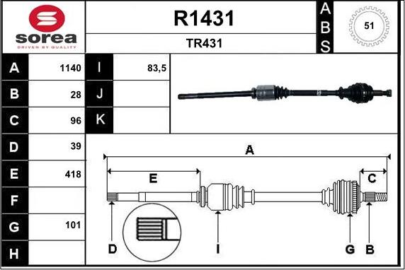 SNRA R1431 - Albero motore / Semiasse autozon.pro