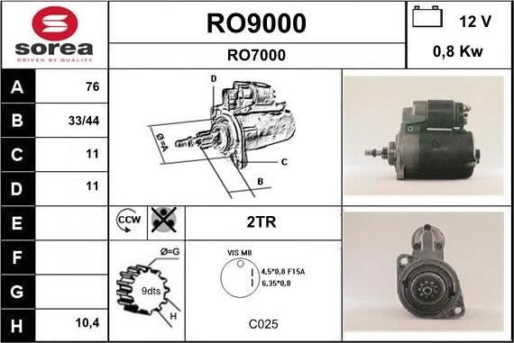 SNRA RO9000 - Motorino d'avviamento autozon.pro