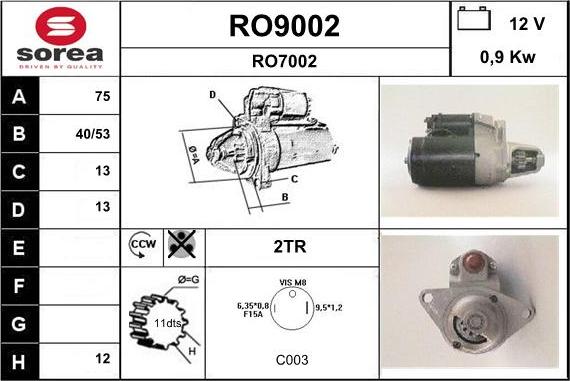 SNRA RO9002 - Motorino d'avviamento autozon.pro