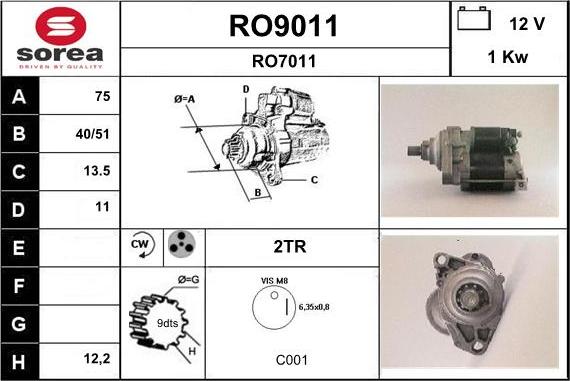 SNRA RO9011 - Motorino d'avviamento autozon.pro