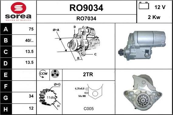 SNRA RO9034 - Motorino d'avviamento autozon.pro