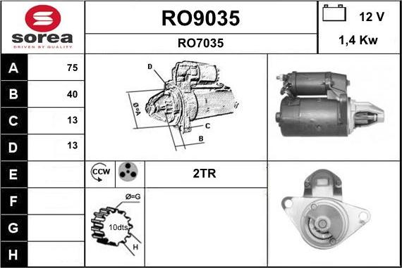 SNRA RO9035 - Motorino d'avviamento autozon.pro