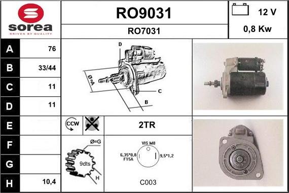 SNRA RO9031 - Motorino d'avviamento autozon.pro