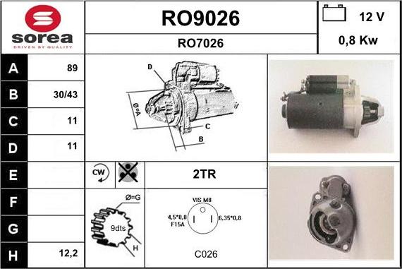 SNRA RO9026 - Motorino d'avviamento autozon.pro