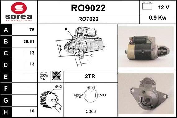 SNRA RO9022 - Motorino d'avviamento autozon.pro