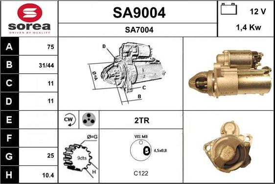 SNRA SA9004 - Motorino d'avviamento autozon.pro