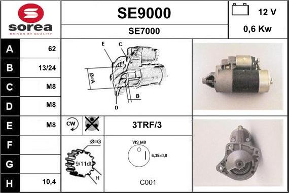 SNRA SE9000 - Motorino d'avviamento autozon.pro