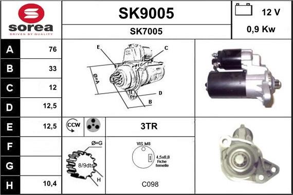 SNRA SK9005 - Motorino d'avviamento autozon.pro