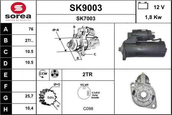 SNRA SK9003 - Motorino d'avviamento autozon.pro