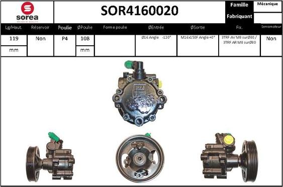 SNRA SOR4160020 - Pompa idraulica, Sterzo autozon.pro