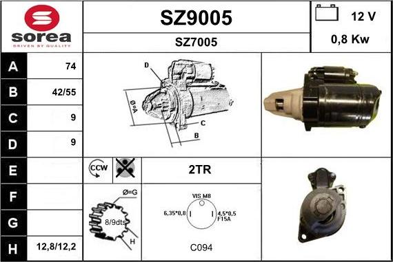 SNRA SZ9005 - Motorino d'avviamento autozon.pro