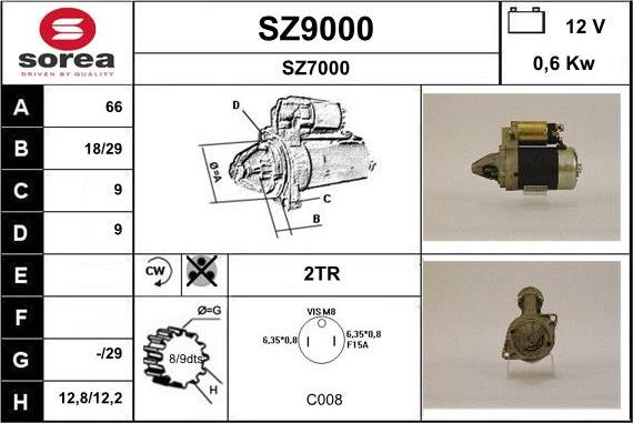 SNRA SZ9000 - Motorino d'avviamento autozon.pro