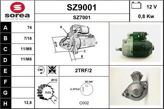 SNRA SZ9001 - Motorino d'avviamento autozon.pro