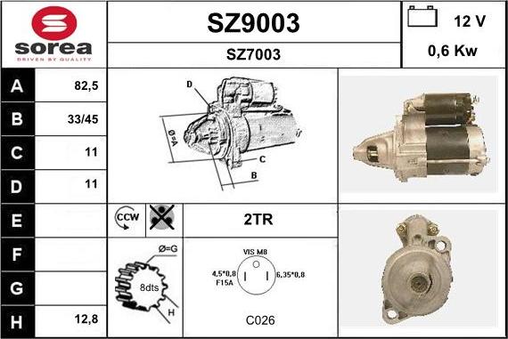 SNRA SZ9003 - Motorino d'avviamento autozon.pro