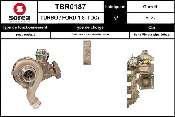 SNRA TBR0187 - Turbocompressore, Sovralimentazione autozon.pro