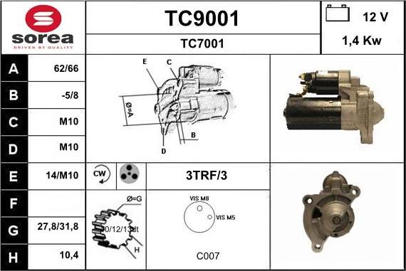 SNRA TC9001 - Motorino d'avviamento autozon.pro