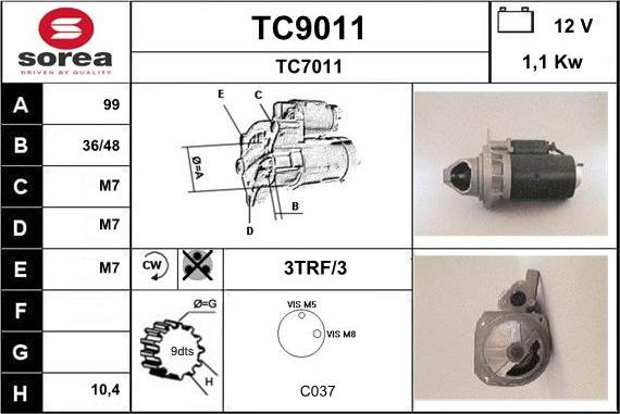 SNRA TC9011 - Motorino d'avviamento autozon.pro