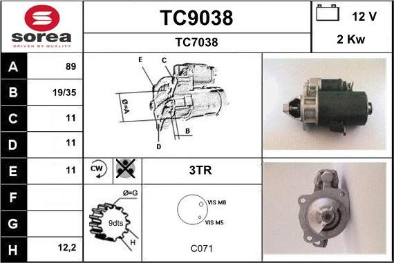 SNRA TC9038 - Motorino d'avviamento autozon.pro