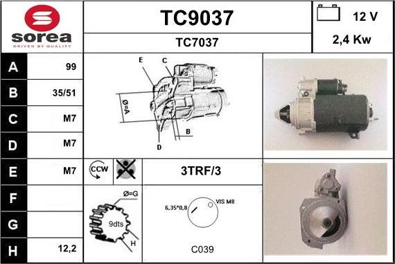 SNRA TC9037 - Motorino d'avviamento autozon.pro