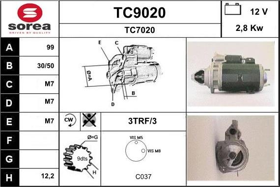 SNRA TC9020 - Motorino d'avviamento autozon.pro