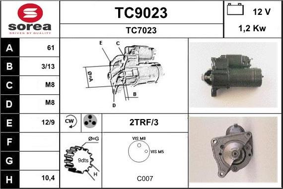 SNRA TC9023 - Motorino d'avviamento autozon.pro