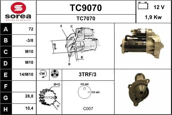 SNRA TC9070 - Motorino d'avviamento autozon.pro