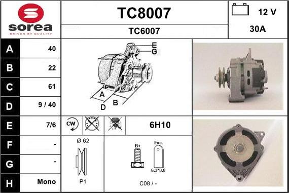 SNRA TC8007 - Alternatore autozon.pro