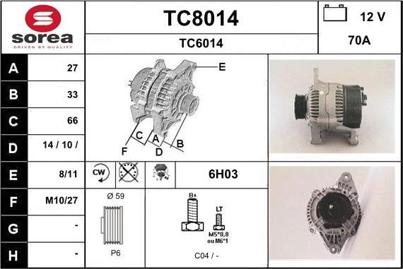 SNRA TC8014 - Alternatore autozon.pro